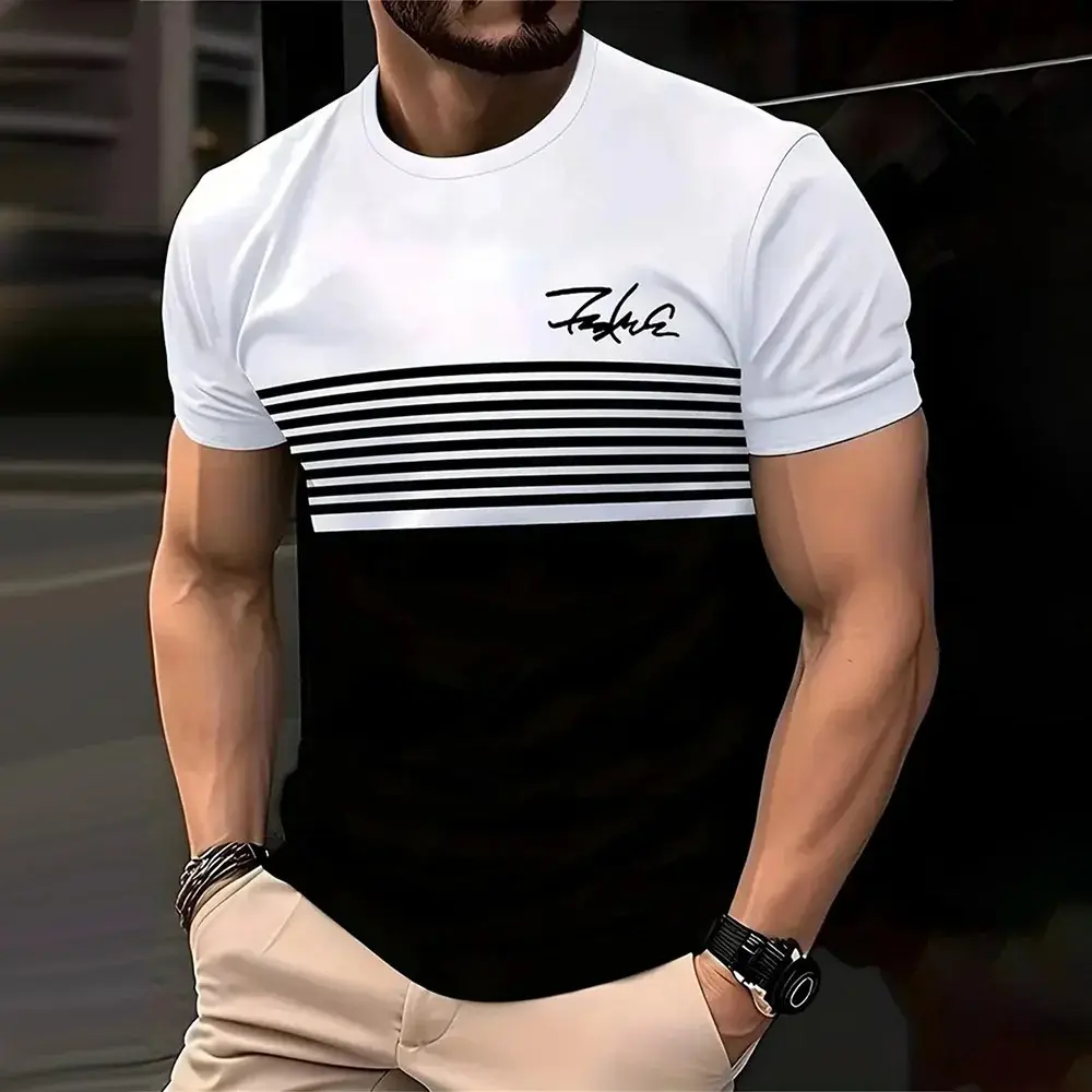 Enjoy comfort and style with this Fashion Stripe Print T-shirt, designed for Spring and Summer 2025. The casual crew neck and soft, breathable fabric offer a perfect blend of ease and modern fashion | US $1.87