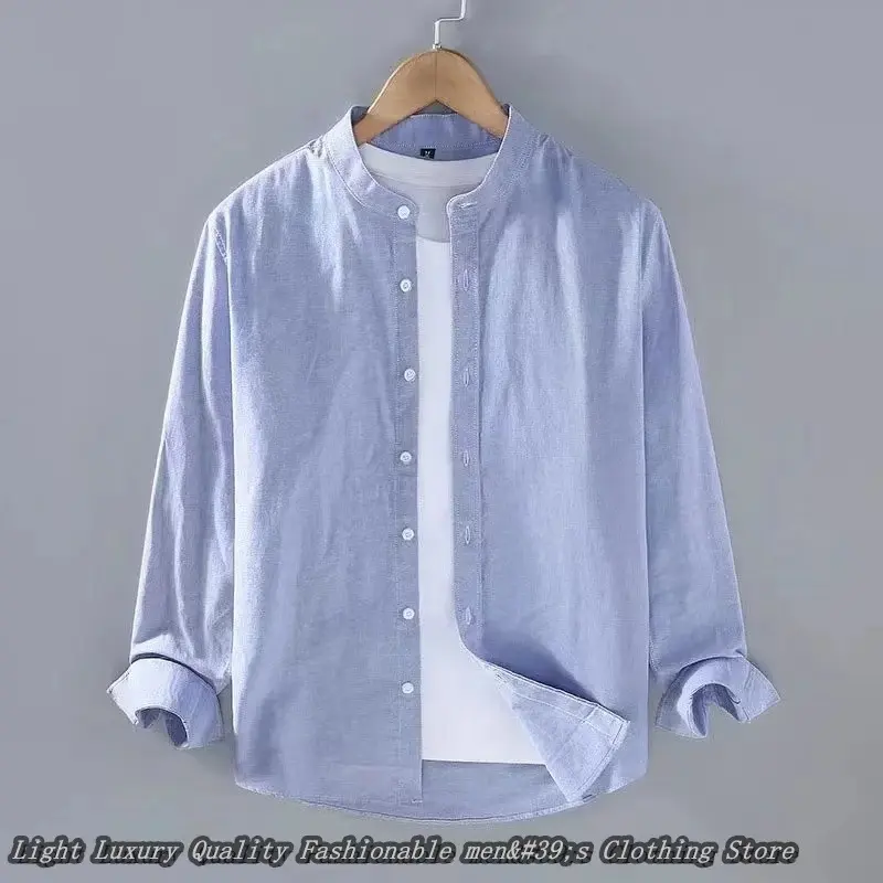 Shop this 10-color men’s linen shirt with a solid color design. Perfect for casual wear, outdoor activities, and shopping, it’s available in oversized sizes up to 6XL, offering a comfortable fit for everyday use | US $4.50