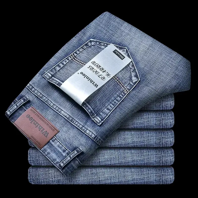 Elevate your style with these 2025 luxury brand slim-fit jeans for men. Made from elastic denim, these casual pants offer comfort and flexibility. Available in a variety of colors, they’re the perfect addition to your spring wardrobe | US $5.83