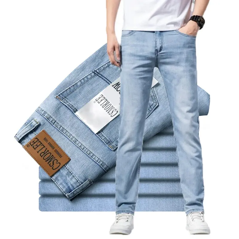 Shop the 2025 brand classic style men’s jeans. Perfect for spring and summer, these business casual light blue stretch cotton denim trousers offer comfort and style, making them an essential addition to your wardrobe | US $7.26