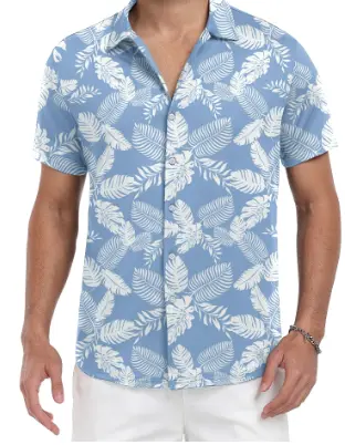 Stay cool and stylish this summer with the GIRUNS Men's Hawaiian Shirt. Featuring a light blue base and tropical palm leaf print, it's your go-to choice for beach days and casual vibes.

| $14.99