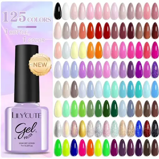 LILYCUTE 7ml Gel Nail Polish – Choose from 125 vibrant solid colors! Long-lasting, semi-permanent, and easy to soak off. Perfect for UV/LED lamps and flawless DIY manicures.| US $0.74