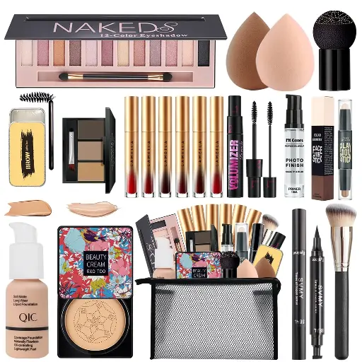 Everything you need for a complete look in one stylish set — includes foundation, eyeshadow, lipstick, mascara, brushes, and more. Perfect for daily use or as a gift!|$28.89