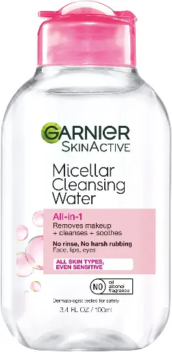Garnier Micellar Cleansing Water, All-in-1 Makeup Remover and Facial Cleanser, For All Skin Types, 3.4 Fl Oz (100mL), 1 Count (Packaging May Vary)| $3.99