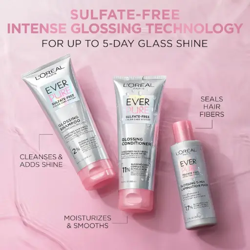 L'Oreal Paris Glossing Sulfate Free Conditioner with Glycolic Acid, Hair Care for Lasting Shine and Smoothness for Dull, Dry Hair, EverPure, 6.8 Fl Oz | -10% $8.97