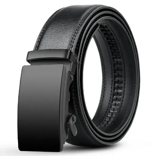 Elevate your style with this automatic buckle belt for men. Made from high-quality PU leather, this famous brand belt is perfect for business or casual wear | US $4.70