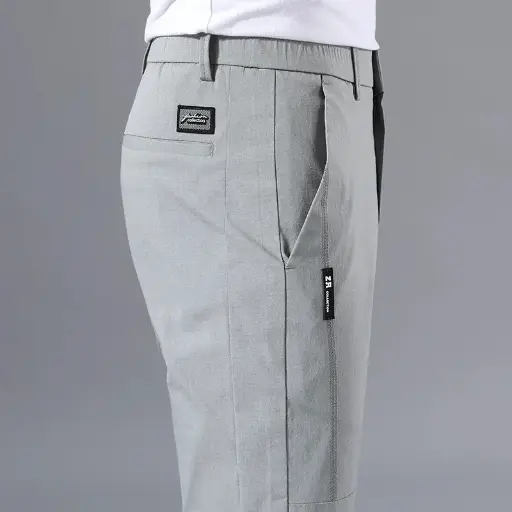 Shop the 2025 men's slim-fit stretch chinos, designed for comfort and style. Made with elastic fabric, these light, thin trousers are perfect for summer | US $12.57