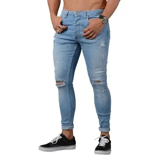 Shop these 2025 men’s pencil jeans with distressed vintage holes and ankle-length design. Featuring a slim fit and punk style, these denim pants offer a casual | US $3.43