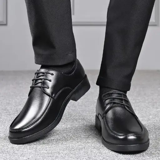 Step into elegance with these men’s dress shoes, crafted from high-quality leather. Featuring a lace-up design, these shoes are perfect for business and casual wear | US $5.72